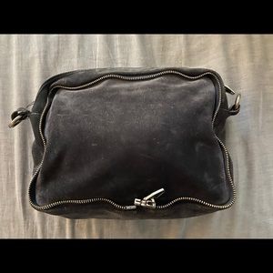 navy suede clutch bag